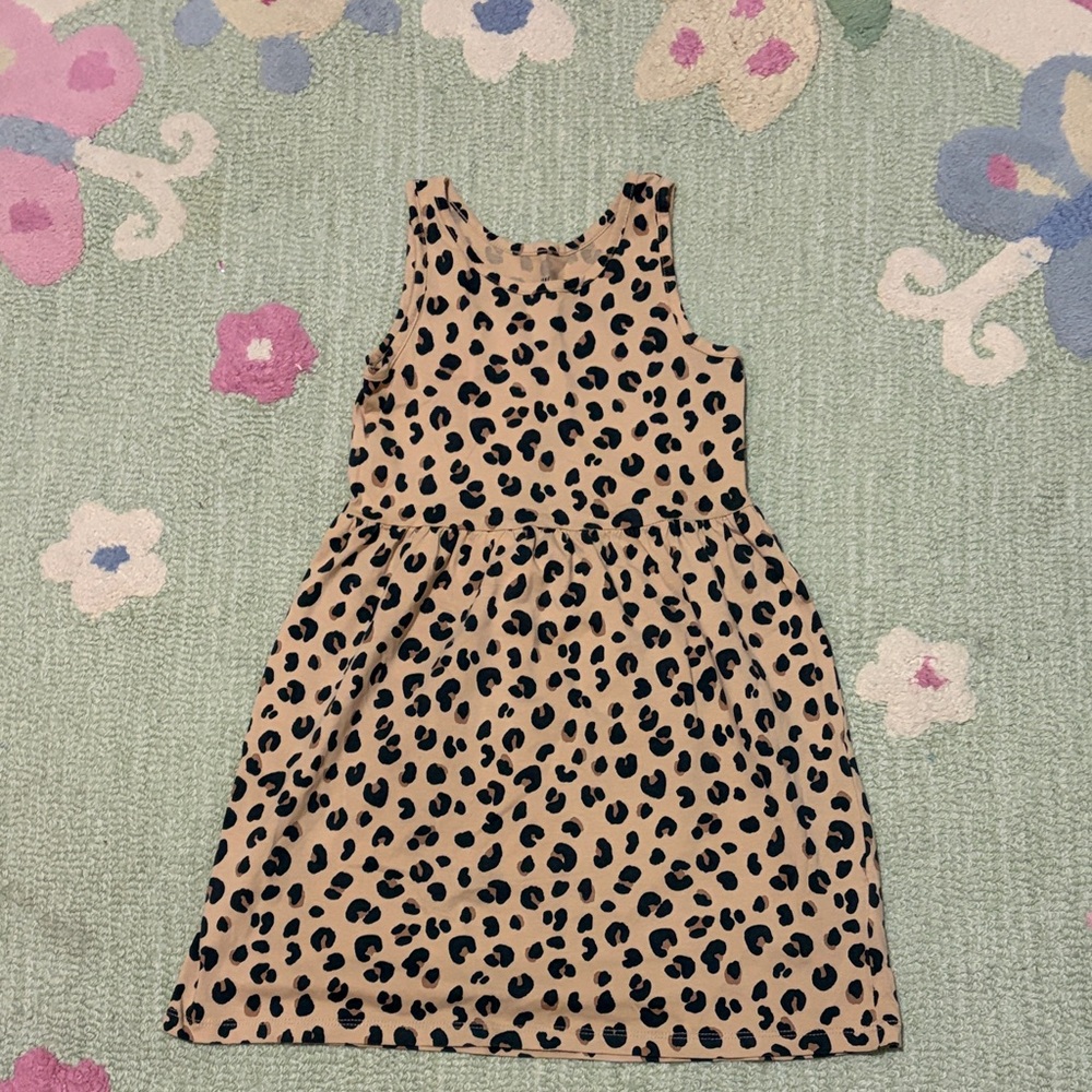 H&M Pink Tank Girls Dress with Black Leopard Spots